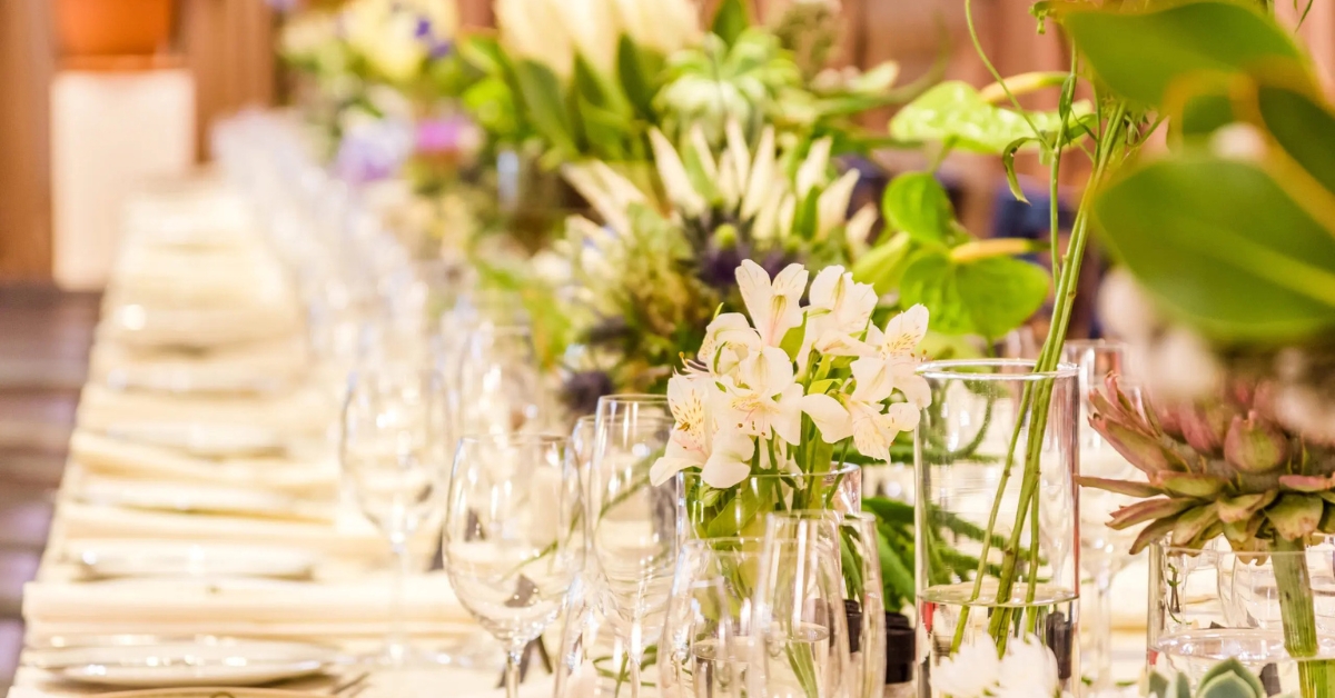 Beautiful flower setup on tables