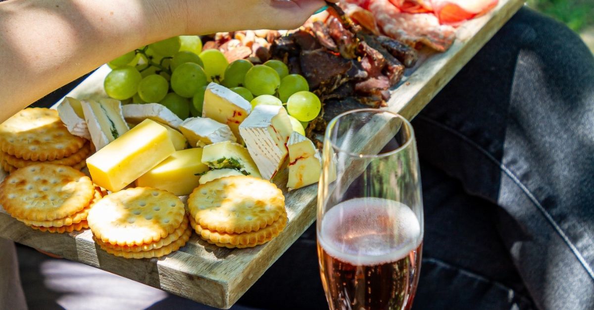 Wine and a cheese board