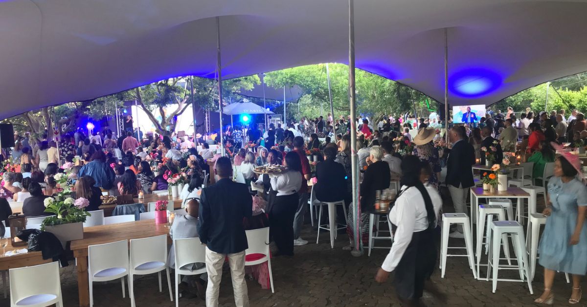 A large gathering outside for an event