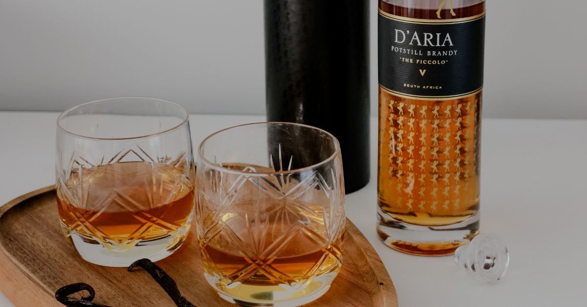 Two glasses of brandy in front of the D'Aria - The Piccolo